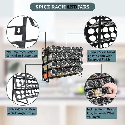 4 ชั้น สายเหล็ก Mesh เครื่องเทศ Jar Rack สําหรับครัวองค์กร Rack ขนาด 30 * 9.8 * 23.3cm