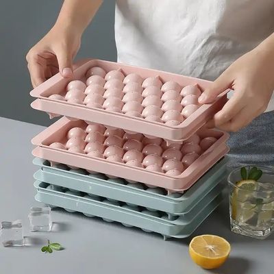 PP 33 ขุมวงกลมลูกกลม Ice Cube Tray Sphere พลาสติก Ice Ball Maker Mold ด้วยฝา