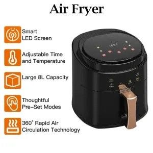 8L 1400W Smart Touch Screen Custom Oil Free Electric Deep Fryer เครื่องอบอากาศร้อน เครื่องอบอากาศร้อน เหมาะสม