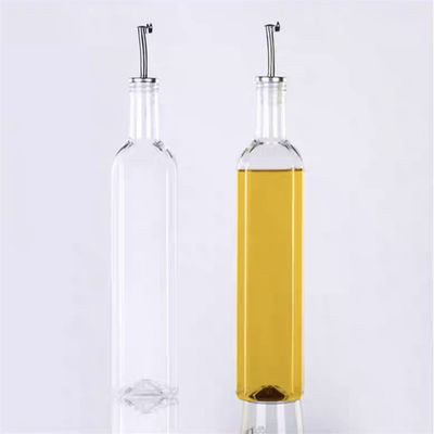 กระป๋องน้ํามันครัวสีเขียวเข้มกระจกด้วยสแตนเลส Spout Funnel Square 500ml 2pcs