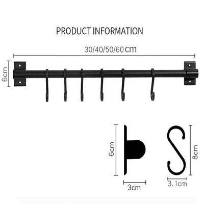 นวัตกรรม Hooks 30cm สต๊อปโลหะที่ไม่เปลือก สารสุกระจุสําหรับเครื่องครัวแขวน