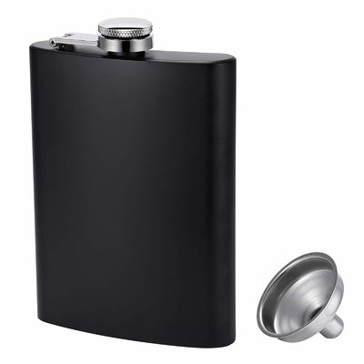 กระป๋องไวน์สแตนเลสที่เคลือบด้วยหนัง สําหรับผู้ชาย 8 oz กระป๋อง Hip Outdoor ขนาดสินค้า 93*122mm