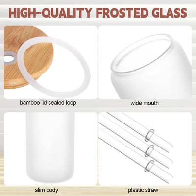นาธรรมชาติ สุขภาพดี 16oz แก้วเบียร์ Frosted ด้วยฝาไม้ยางและสลัด ของขวัญบาร์สุดยอด