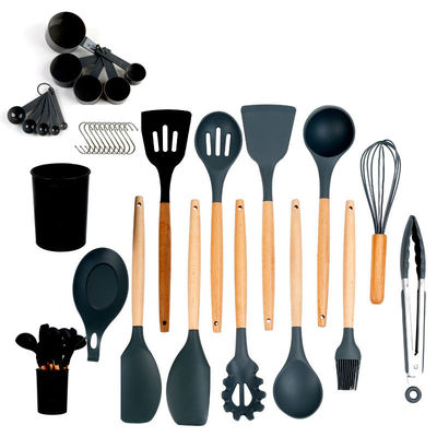 ซีลิโคนสต๊อกเกอร์ครัว ซีตเกอร์ครัวที่มีมือไม้ทนความร้อนสําหรับ OEM / ODM
