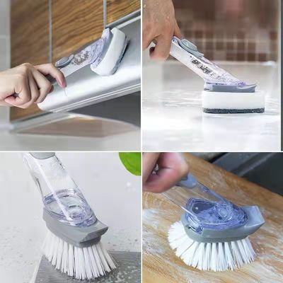 3 หัวทําความสะอาดที่เปลี่ยนได้ สบู่สปองกระปุก PP TPR Bristle Dishwashing Brush