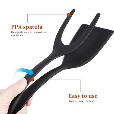 2 ใน 1 Spatula Tong สําหรับเครื่องมือการปรุงอาหาร ไข่ดํา Flipper Tong ปลากระปุก ปลาฝรั่ง