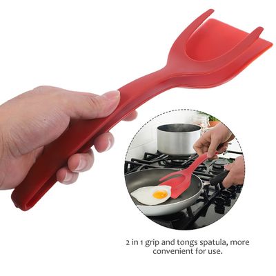 เครื่องมือผักผลไม้ประเภท 2 ใน 1 Spatula Tong วัสดุ PPA จับและคลิปไข่ Flip
