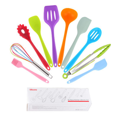 สีเขียว ซิลิโคนสนับสนุนสําหรับการปรุงอาหารอากาศสูงใน Nonstick 10 ชุดเครื่องครัว