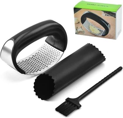 ขายดีที่สุด Hot Garlic Press Peeler มือเหล็กไร้สแตนเลสสําหรับเครื่องมือผลไม้และผัก