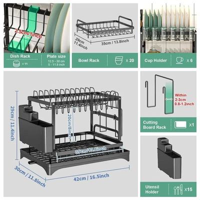85 * 32 * 15 ซม โลหะจานระบายน้ํา Rack จัดการสําหรับการแห้งจานที่ยั่งยืนและอนามัย