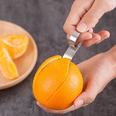 430 สแตนเลสวงแหวนขนาดเล็ก เครื่องเปลือกผลไม้ครัว Gadget คู่มือ Orange Peeler Sliver
