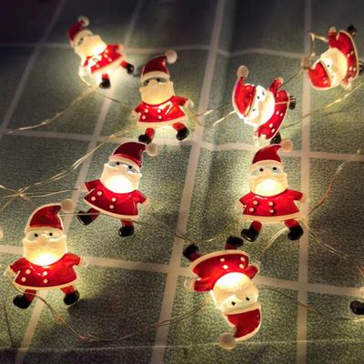 ซานตาคลอส สเตปเตอร์ ผงหิมะ ถุงเท้าเอลค ไฟสตริง LED สําหรับการตกแต่งคริสต์มาส