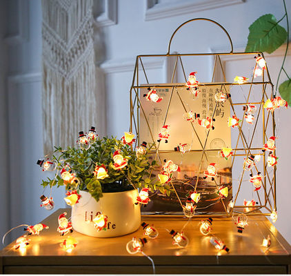 ซานตาคลอส สเตปเตอร์ ผงหิมะ ถุงเท้าเอลค ไฟสตริง LED สําหรับการตกแต่งคริสต์มาส