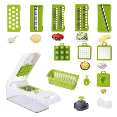 เครื่องมือผลไม้ ผักผัก ขายดีที่สุด อุปกรณ์เสริมครัว 12 ใน 1 อาหาร Dicer กระเทียม Chopper