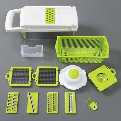 เครื่องมือผลไม้ ผักผัก ขายดีที่สุด อุปกรณ์เสริมครัว 12 ใน 1 อาหาร Dicer กระเทียม Chopper