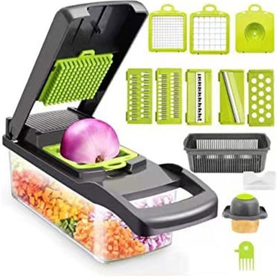 เครื่องมือผลไม้ ผักผัก ขายดีที่สุด อุปกรณ์เสริมครัว 12 ใน 1 อาหาร Dicer กระเทียม Chopper