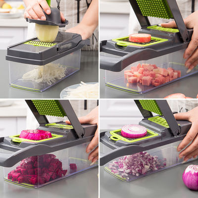 เครื่องมือผลไม้ ผักผัก ขายดีที่สุด อุปกรณ์เสริมครัว 12 ใน 1 อาหาร Dicer กระเทียม Chopper