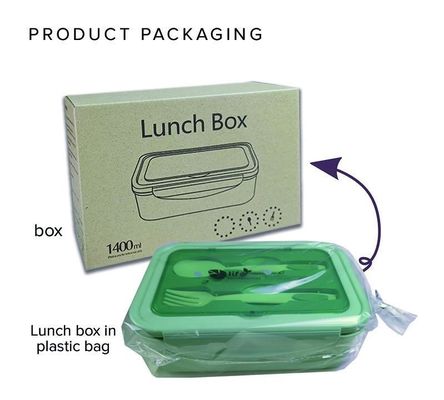 กล่องอาหารกลางวันสําหรับเด็ก / ผู้ใหญ่ PP5 1400 ML ไมโครเวฟเย็น ปลอดภัย BPA ฟรีกับสั้น