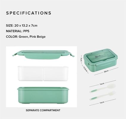 การผลิต ช้อน / ม้าลาย / มีด / ไม้ช็อปปิค คิต BPA ฟรี 1400 ML PP5 กล่องอาหารกลางวันสําหรับเด็ก / ผู้ใหญ่