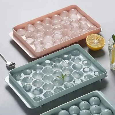 33 ขุมวงกลมกลมลูกกลม Ice Cube Tray ลูกกลม พลาสติก Ice Ball Maker Mold ด้วยฝา