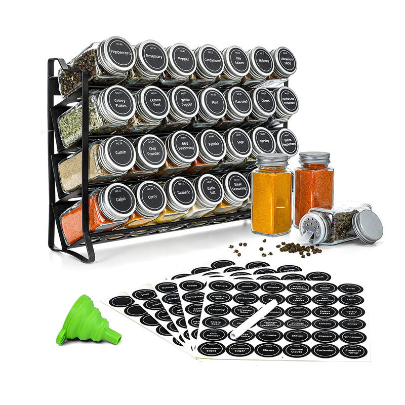 4 ชั้น สายเหล็ก Mesh เครื่องเทศ Jar Rack สําหรับครัวองค์กร Rack ขนาด 30 * 9.8 * 23.3cm