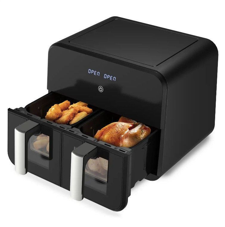 9L touch screen Double Air Fryer ไฟฟ้า Deep Fryer รากสมาร์ท ไม่มีน้ํามัน