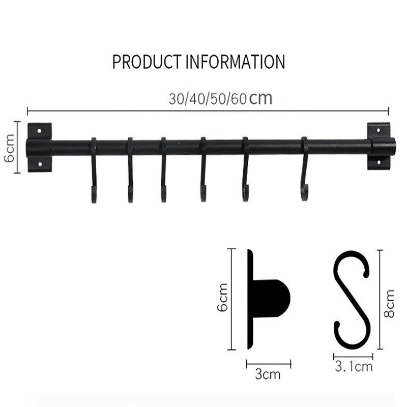นวัตกรรม Hooks 30cm สต๊อปโลหะที่ไม่เปลือก สารสุกระจุสําหรับเครื่องครัวแขวน
