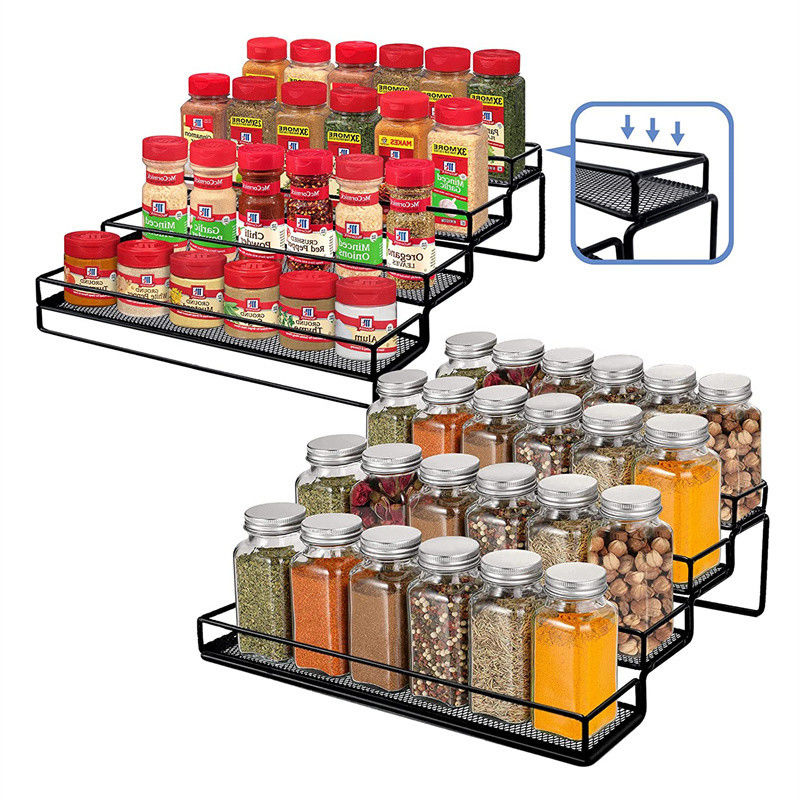 อาหารเหล็กเผา lacquer เครื่องปรุงรสชาติ Rack จัดการสําหรับตู้ 4 ระดับขั้นตอนถือชั้นวาง