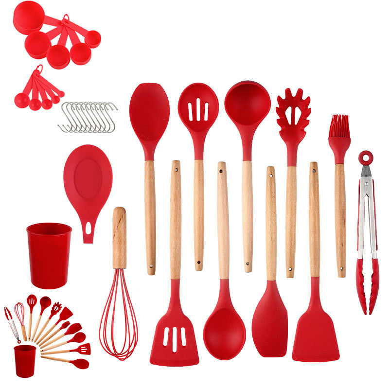 ซีลิโคนสต๊อกเกอร์ครัว ซีตเกอร์ครัวที่มีมือไม้ทนความร้อนสําหรับ OEM / ODM