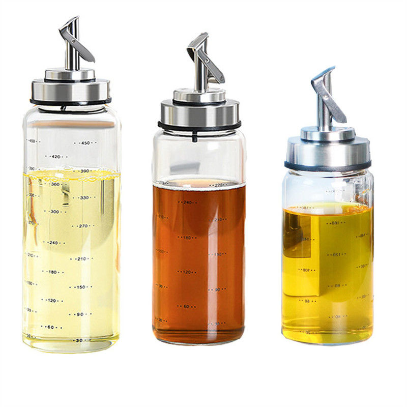 กระป๋องน้ํามันเปิดปิดอัตโนมัติสําหรับครัว กระจก borosilicate สูง 6.4 * 25cm
