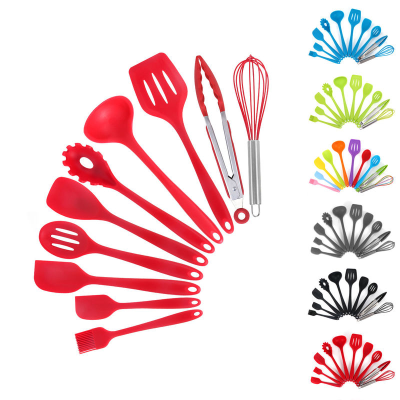 สีเขียว ซิลิโคนสนับสนุนสําหรับการปรุงอาหารอากาศสูงใน Nonstick 10 ชุดเครื่องครัว